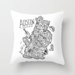Austin Texas Illustrated Map Throw Pillowclairelordon | Society6   Texas Map Pillow