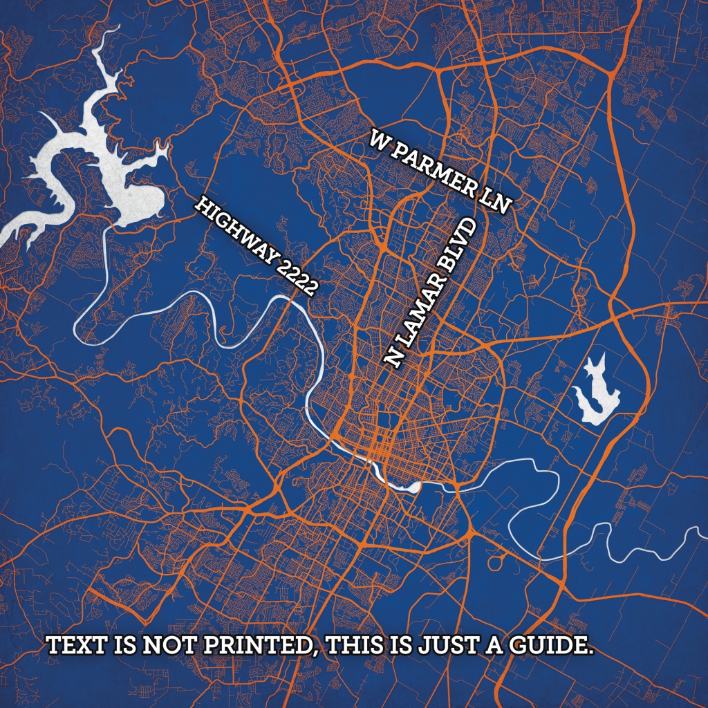 Austin, Texas Map Art - City Prints - Printable Map Of Austin Tx