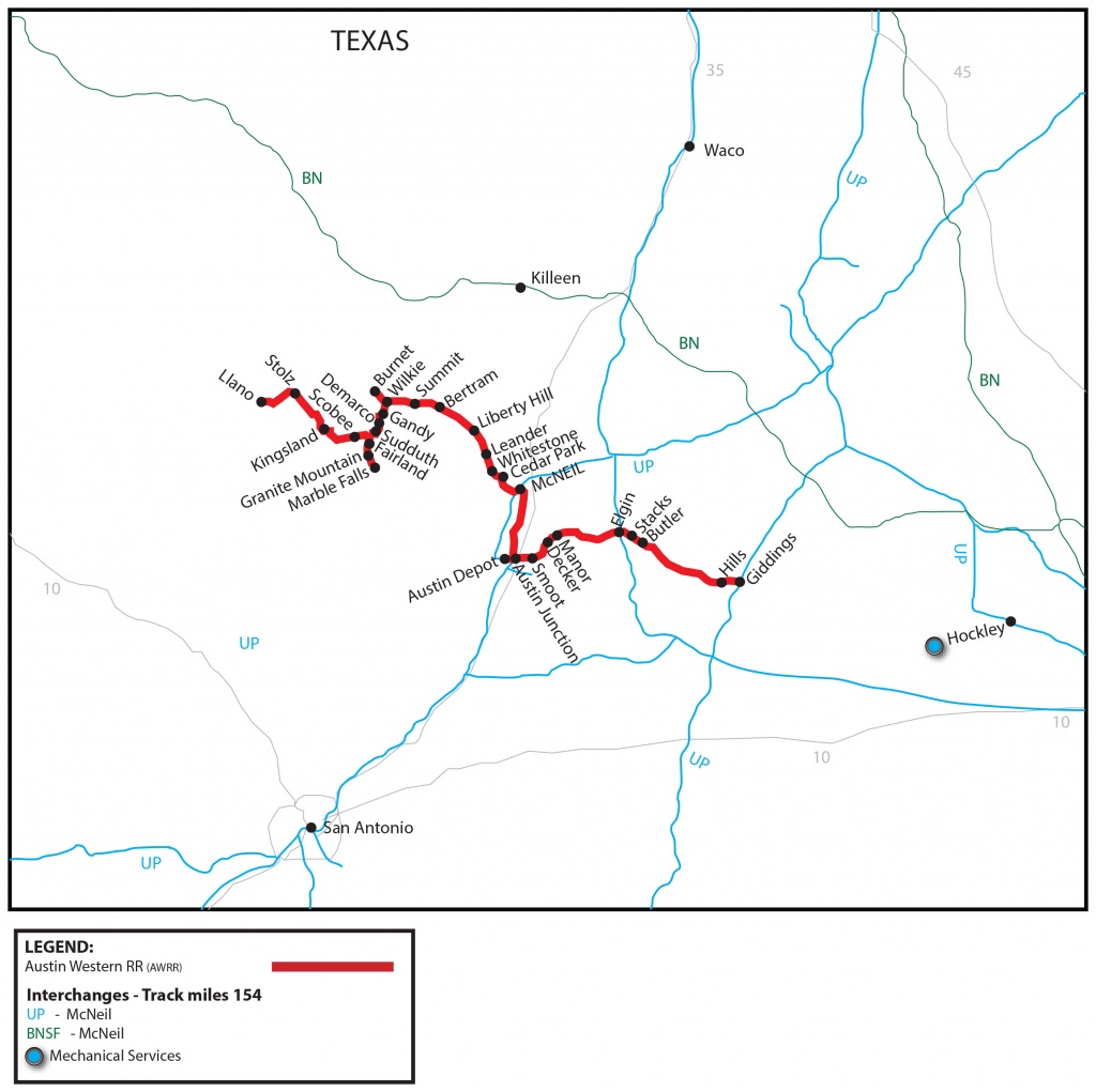 Austin Western Railroad (Awrr) - Watco Companies - Giddings Texas Map