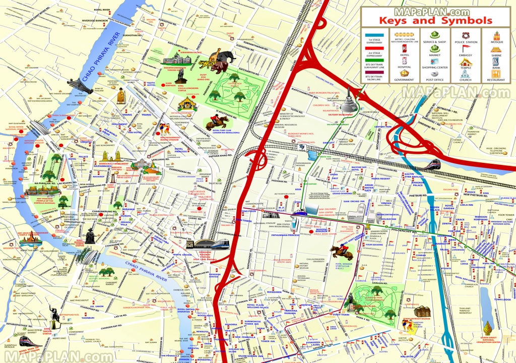 Bangkok Maps - Top Tourist Attractions - Free, Printable City Street Map - Bangkok Tourist Map Printable