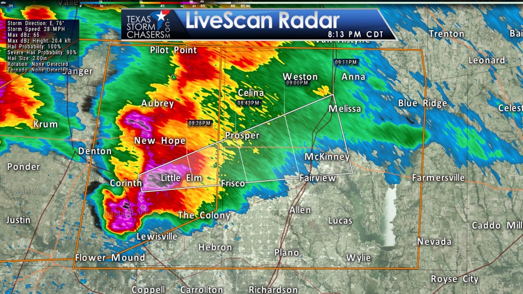 Baseball Size Hail Moving Into Collin County! • Texas Storm Chasers - Texas Hail Storm Map