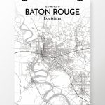 'baton Rouge City Map' Graphic Art Print Poster In White   Printable Map Of Baton Rouge