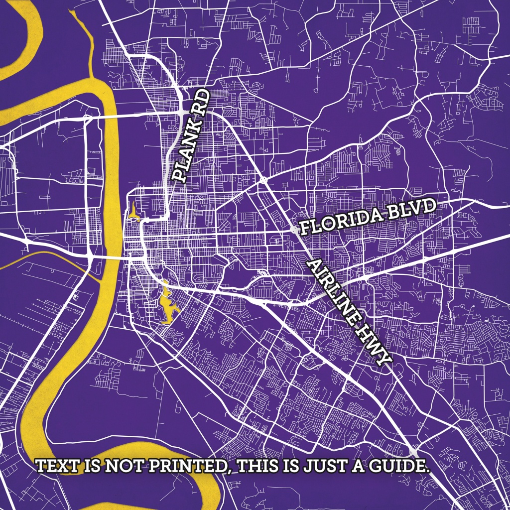 Baton Rouge, Louisiana Map Art - Printable Map Of Baton Rouge