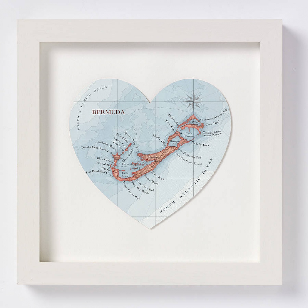 Bermuda Map Heart Printbombus Off The Peg | Notonthehighstreet - Printable Map Of Bermuda