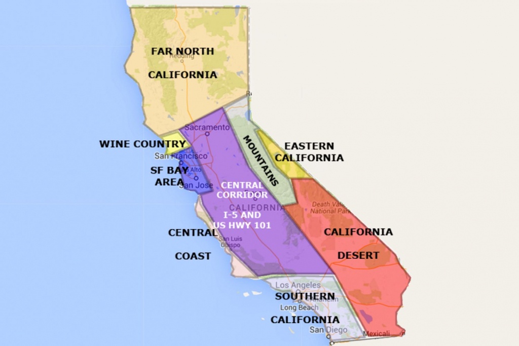 Best California Statearea And Regions Map - Map Of Central And Northern California Coast