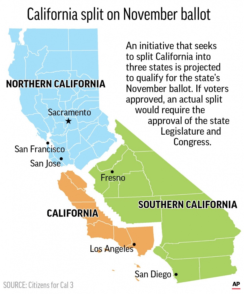 Bid To Split California In Three Tossed Off Ballot - New California Map 3 States