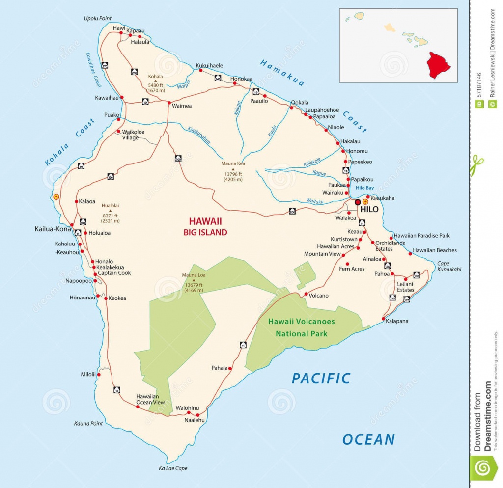 Big Island Map Stock Vector. Illustration Of Illustration - 57187146 - Big Island Map Printable