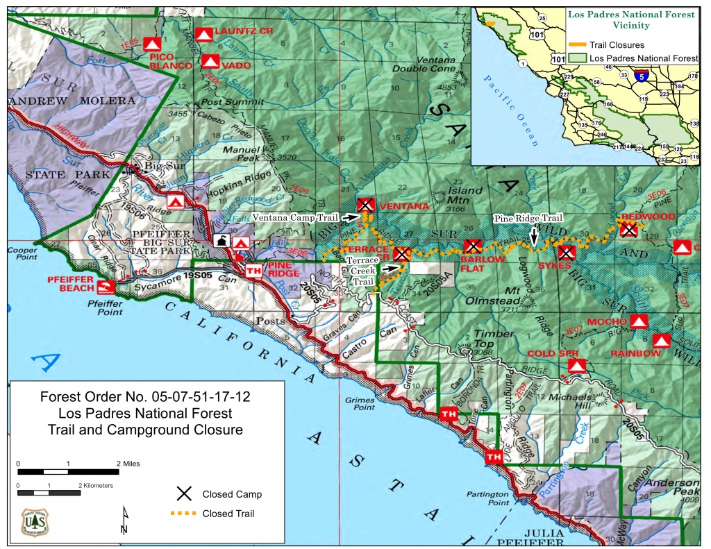 California Road Closures Map Free Printable Maps   Big Sur Interactive Highway Maps With Slide Names Mile Markers California Road Closures Map 