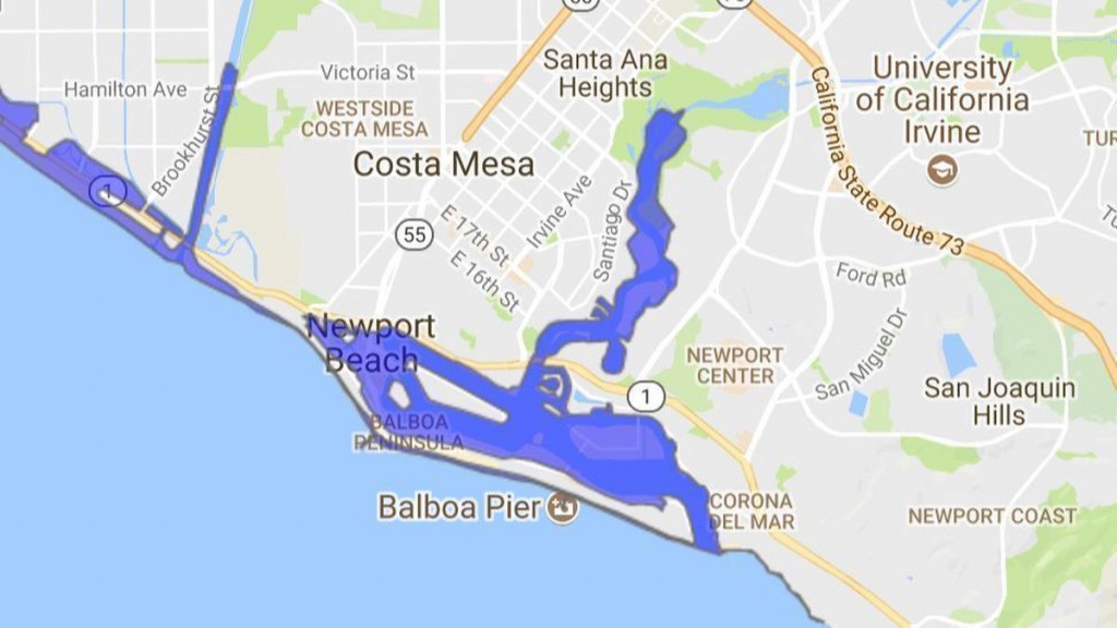 Big Tsunami Could Flood Large Swaths Of Newport Beach So The City Newport California Map 
