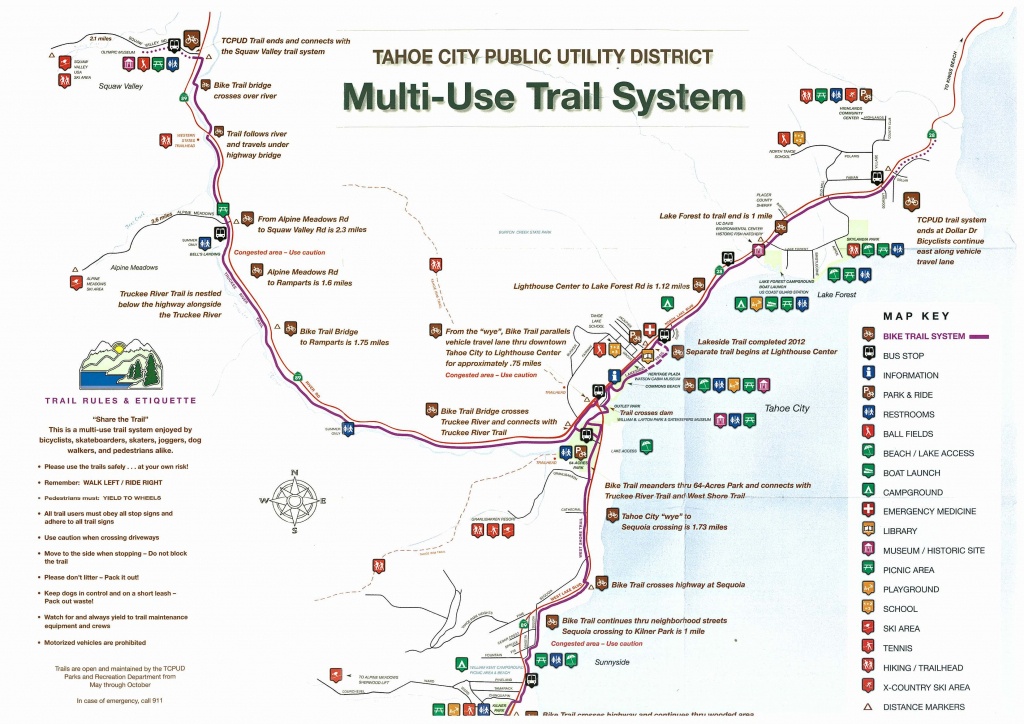 Bike Riding Map For North Lake Tahoe – Www.tahoelaurarealestate - Tahoe City California Map