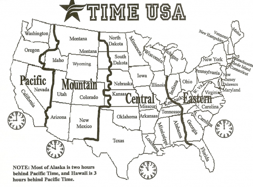Black And White Us Time Zone Map - Google Search | Social Studies - Maps With Time Zones Printable