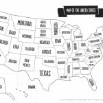 Blank Black And White Us Map Usa Abbreviations Within United States   Free Printable Usa Map