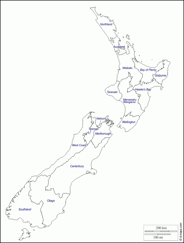 Blank Map Of New Zealand And Travel Information | Download Free - Outline Map Of New Zealand Printable