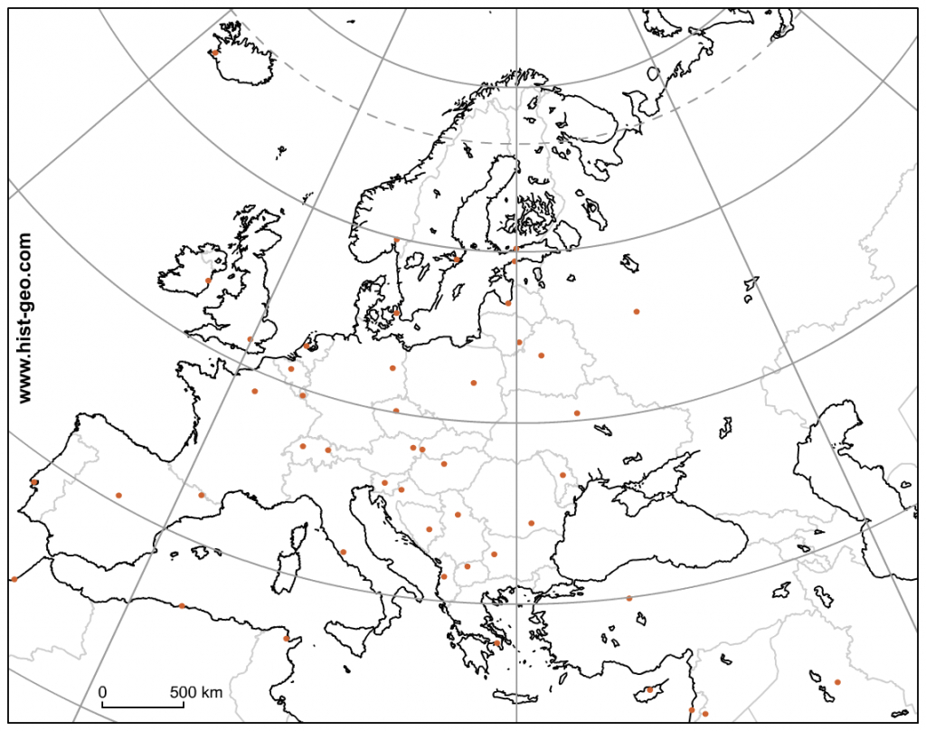 Blank Map Of The European Continent (Countries, Capitals, Parallels - Europe Outline Map Printable