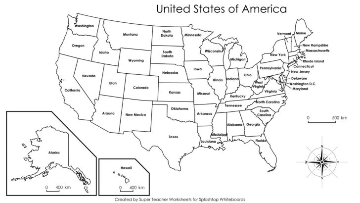 United States Map Of States Printable