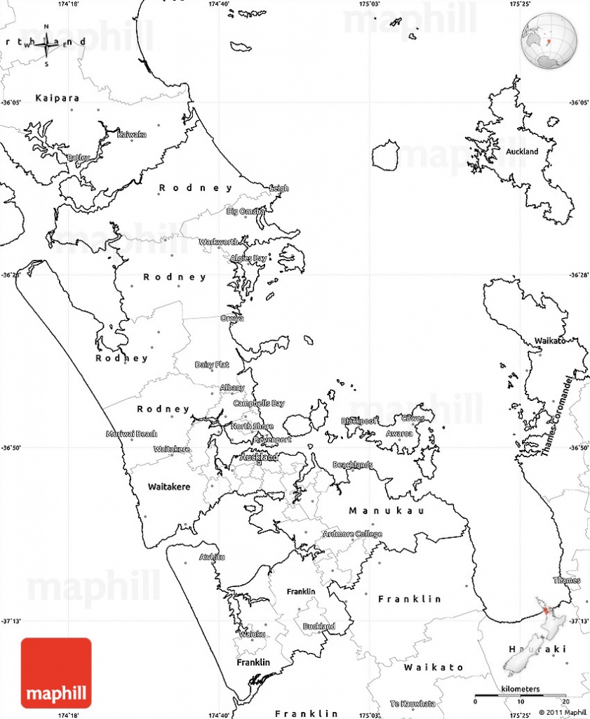 Blank Simple Map Of Auckland - Printable Map Of Auckland
