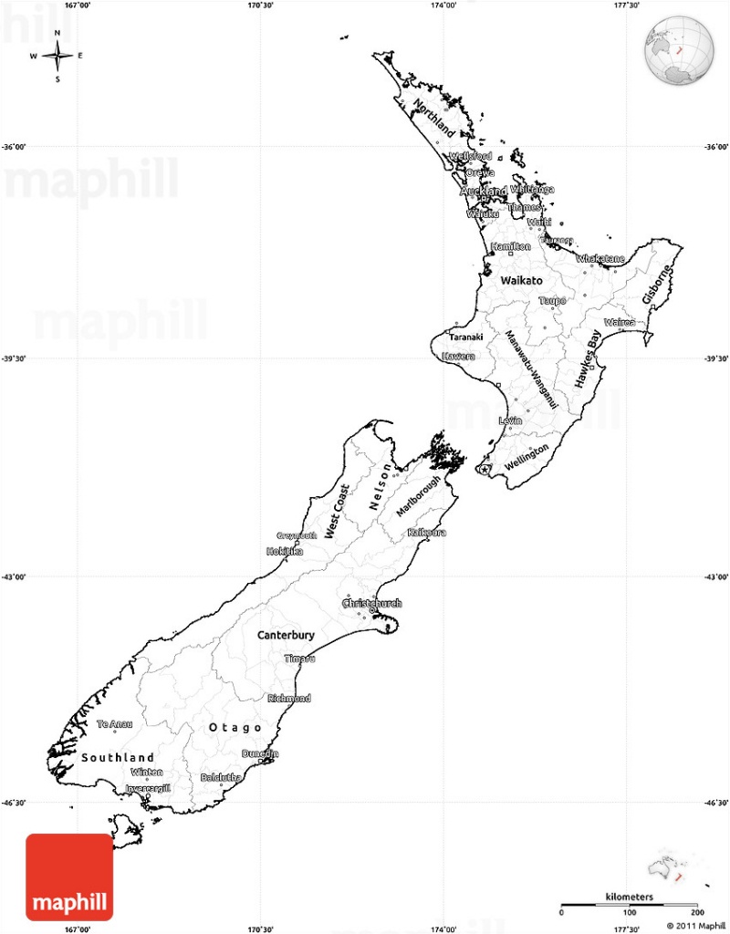 Blank Simple Map Of New Zealand - Outline Map Of New Zealand Printable