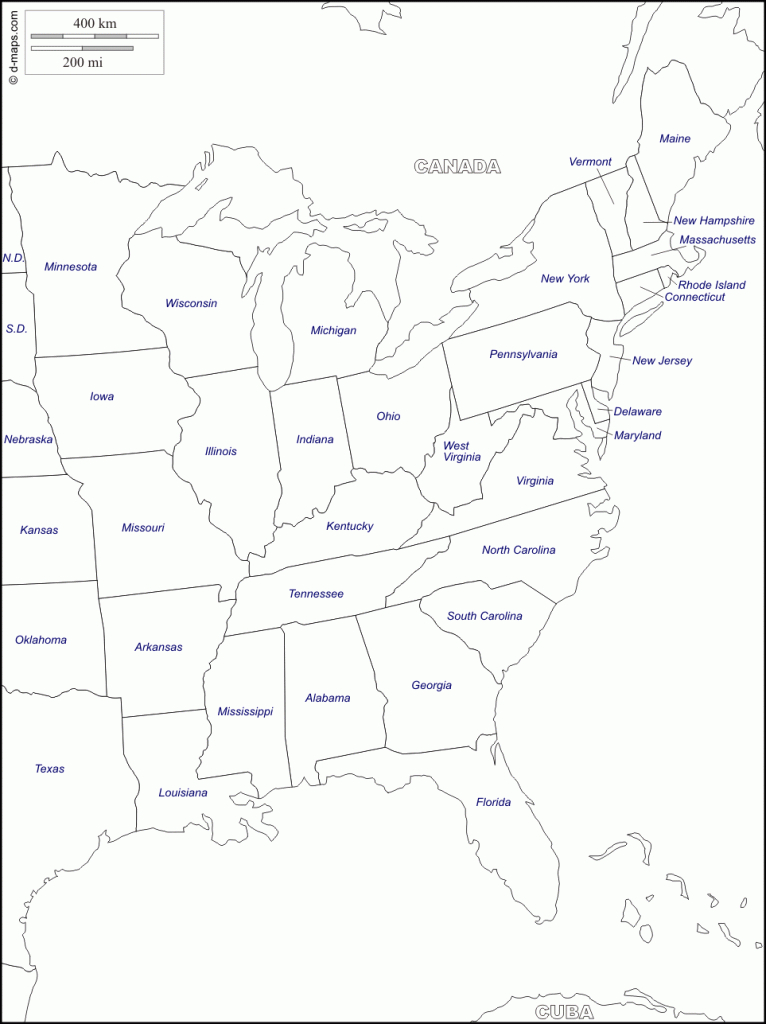 Blank Us Map Eastern States East Coast Of The United States Free Map - Printable Map Of Eastern United States