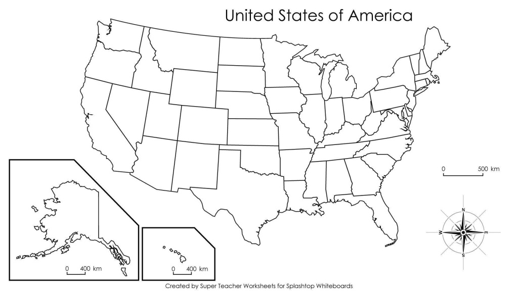 Blank Us Map With States Names Blank Us Map Name States Black White - Map Of Us Blank Printable