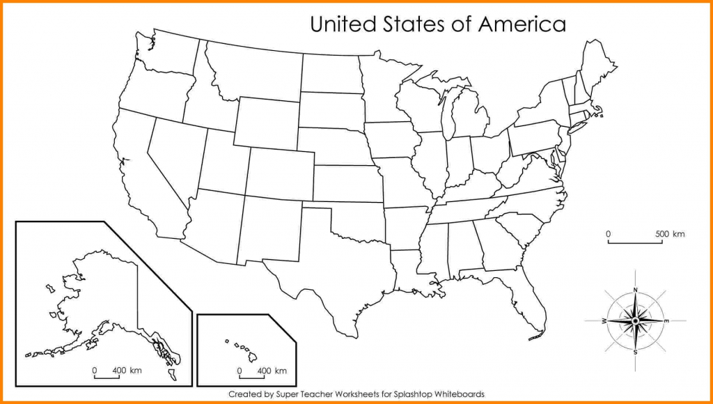 Blank Us Map With States Names Labeled Inside United Outline - Printable Blank Us Map With State Outlines