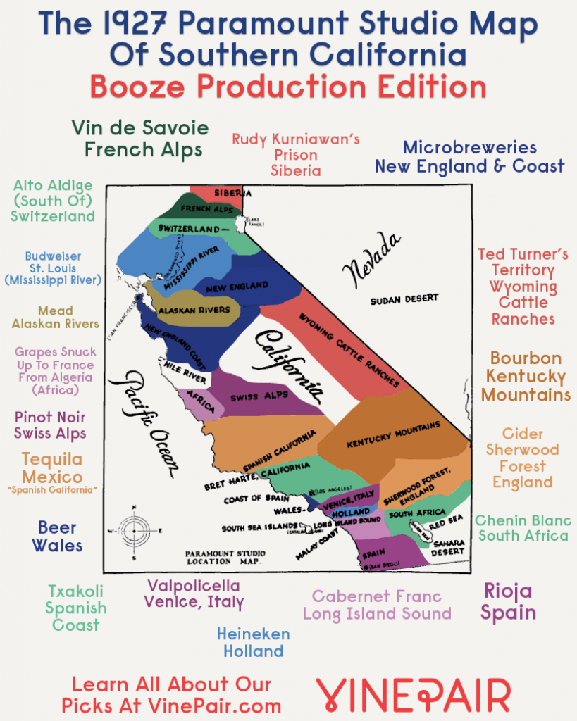 Booze Production Edition: The 1927 Paramount Map Of Southern - California Beer Map