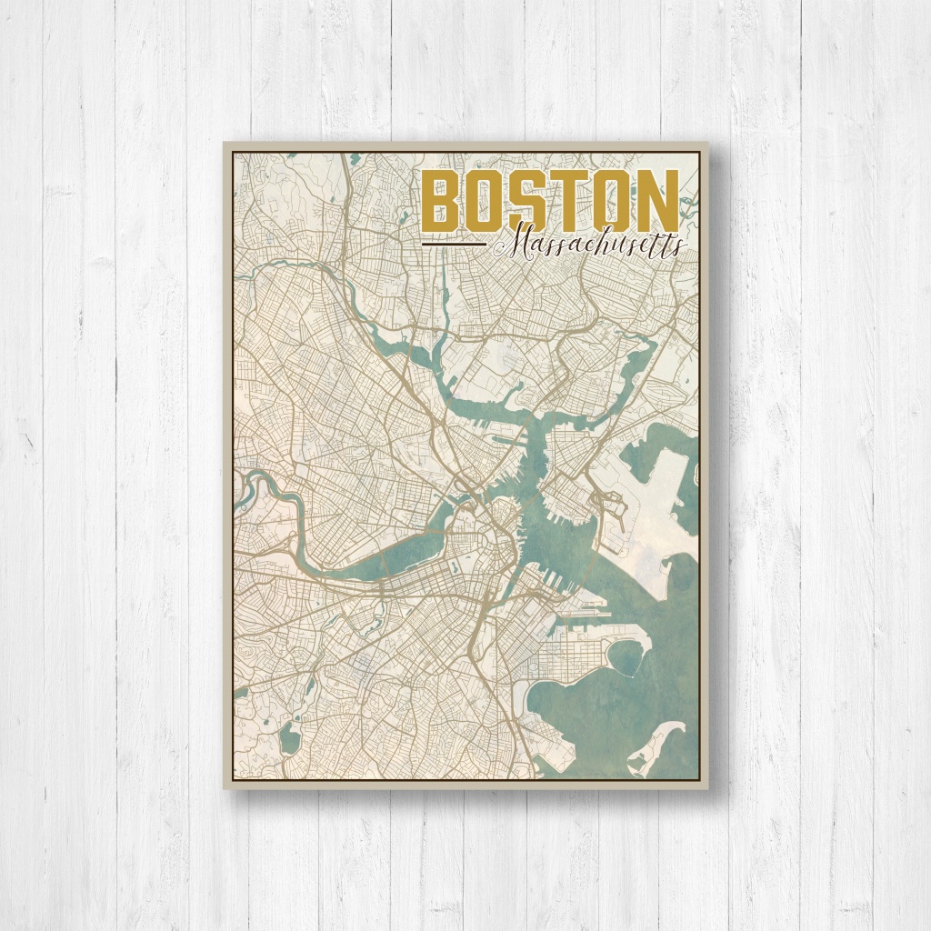 Boston Massachusetts Boston City Map Map Of Boston Map | Etsy - Boston City Map Printable