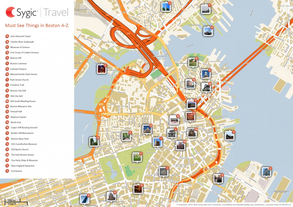 Boston Printable Tourist Map | Sygic Travel - Printable Map Of Downtown Chicago Attractions