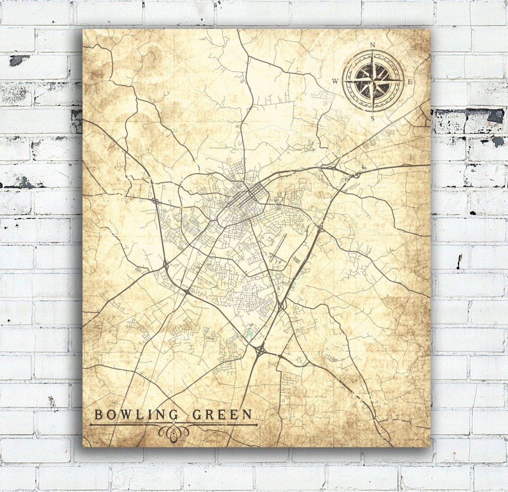 Bowling Green Ky Canvas Print Kentucky Ky City Vintage Map Vintage - Printable Map Of Bowling Green Ky