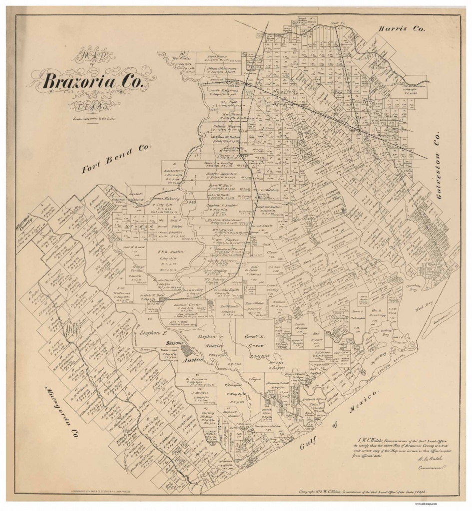 Brazoria County Texas 1879 Old Wall Map Reprint With Land | Etsy - Texas County Wall Map