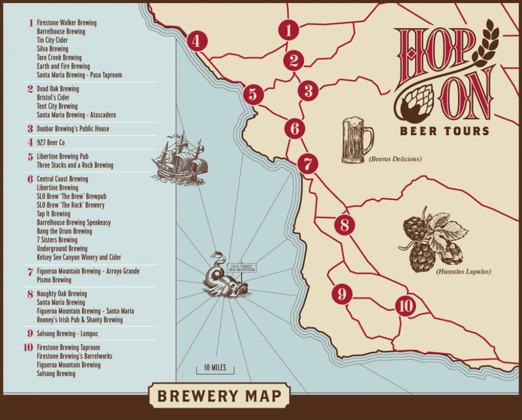 Brewery Map — Hop On Beer Tours - California Beer Map