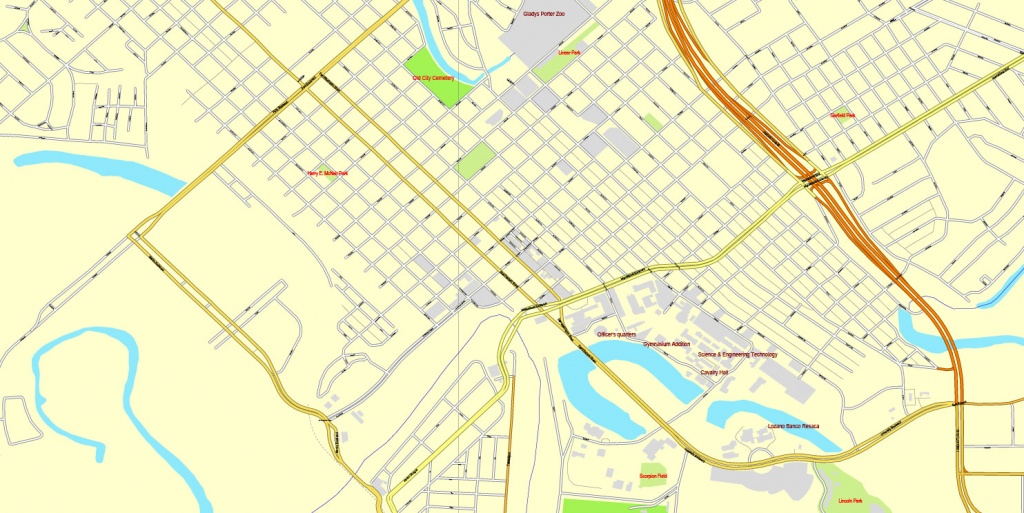 Brownsville, Texas, Us, + Matamoros, Mexico, Printable Vector Street - Map Of Brownsville Texas Area