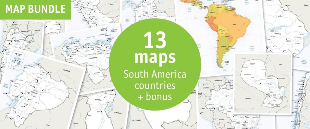 Buy 13 Vector Maps South America Countries: Sale 70% Off - Printable Map Of South America With Countries
