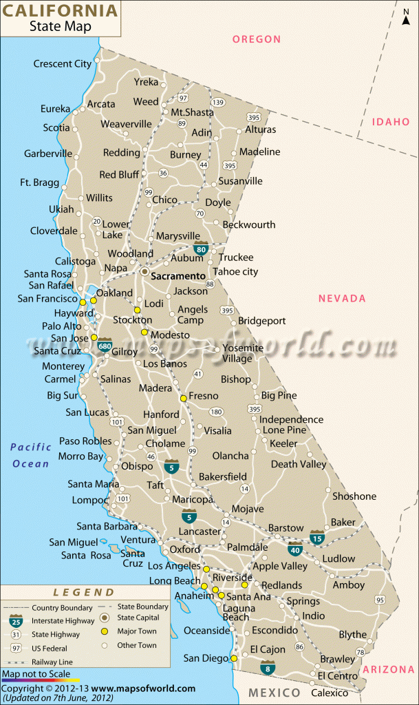 Printable California Map With Cities