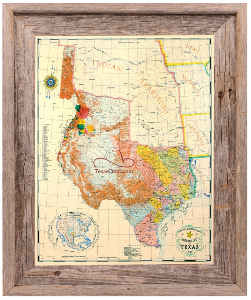 Buy Republic Of Texas Map 1845 Framed - Historical Maps And Flags - Republic Of Texas Map 1845