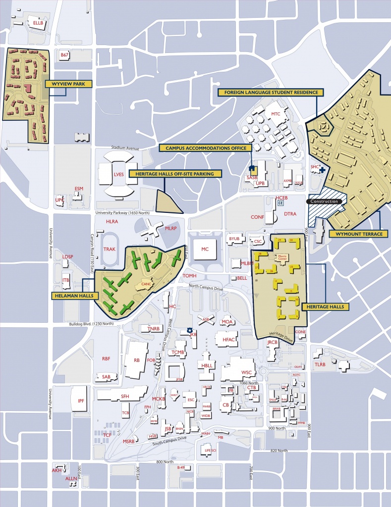 Byu On-Campus Housing | Student Body Props | Campus Map, College - Notre Dame Campus Map Printable