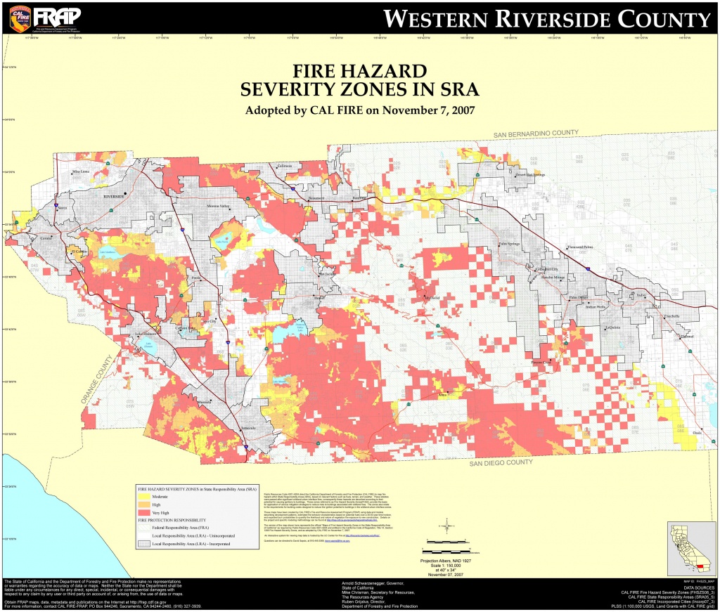 Cal Fire Riverside County West Fhsz Map Inside Of California - Touran - Riverside California Map