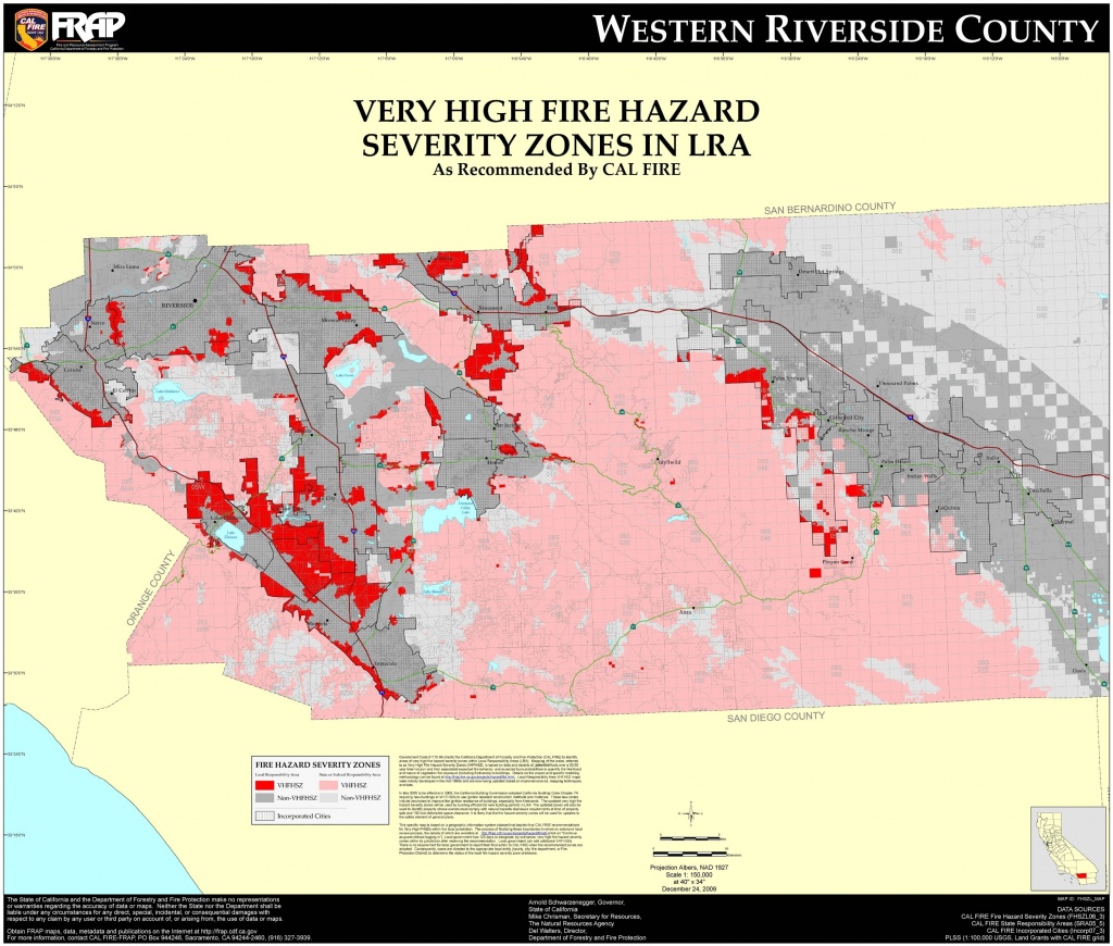 Cal Fire – Riverside County (West) Fhsz Map Inside Map Of Southern ...