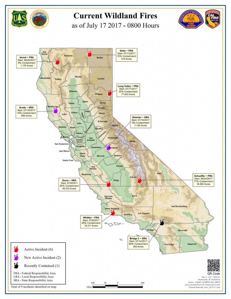 Cal Oes On Twitter: &amp;quot;statewide Fire Map For Monday, July 17, 2017 - California Fire Map 2017