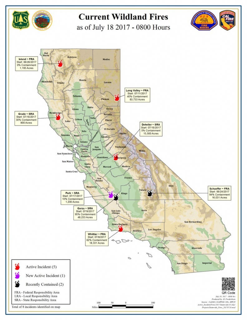 Cal Oes On Twitter: &amp;quot;statewide Fire Map For Tuesday, July 18, 2017 - Active Fire Map California