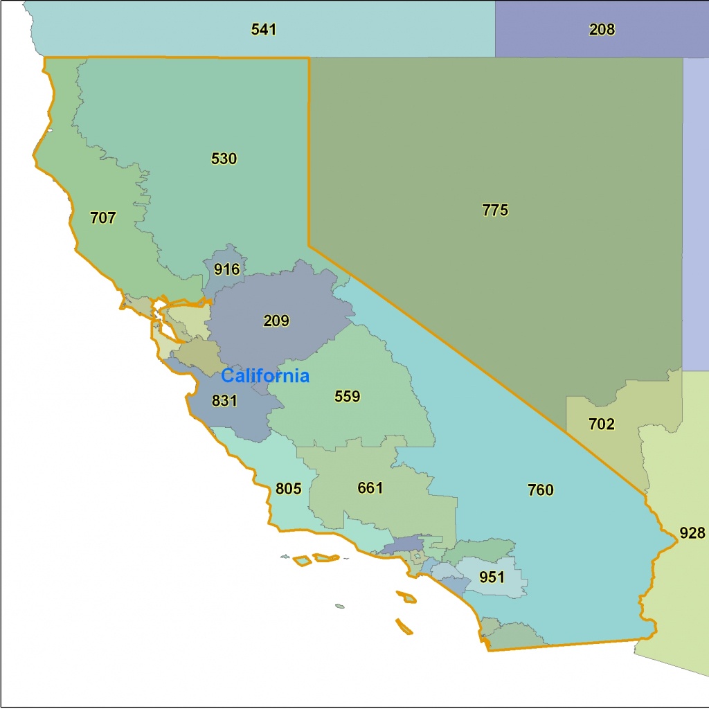 California Area Code Maps -California Telephone Area Code Maps- Free - California Zone Map