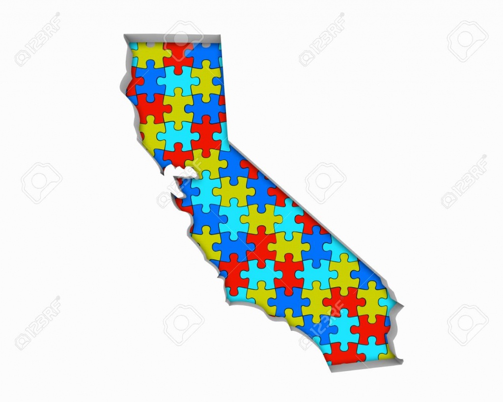 California Ca Puzzle Pieces Map Working Together 3D Illustration - California Map Puzzle