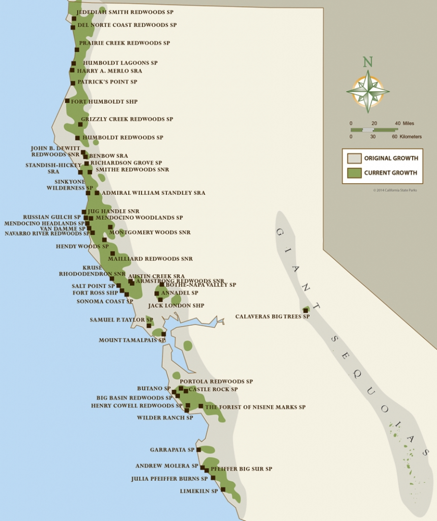 California Coastal Redwood Parks With Regard To Map Of Southern - Southern California State Parks Map