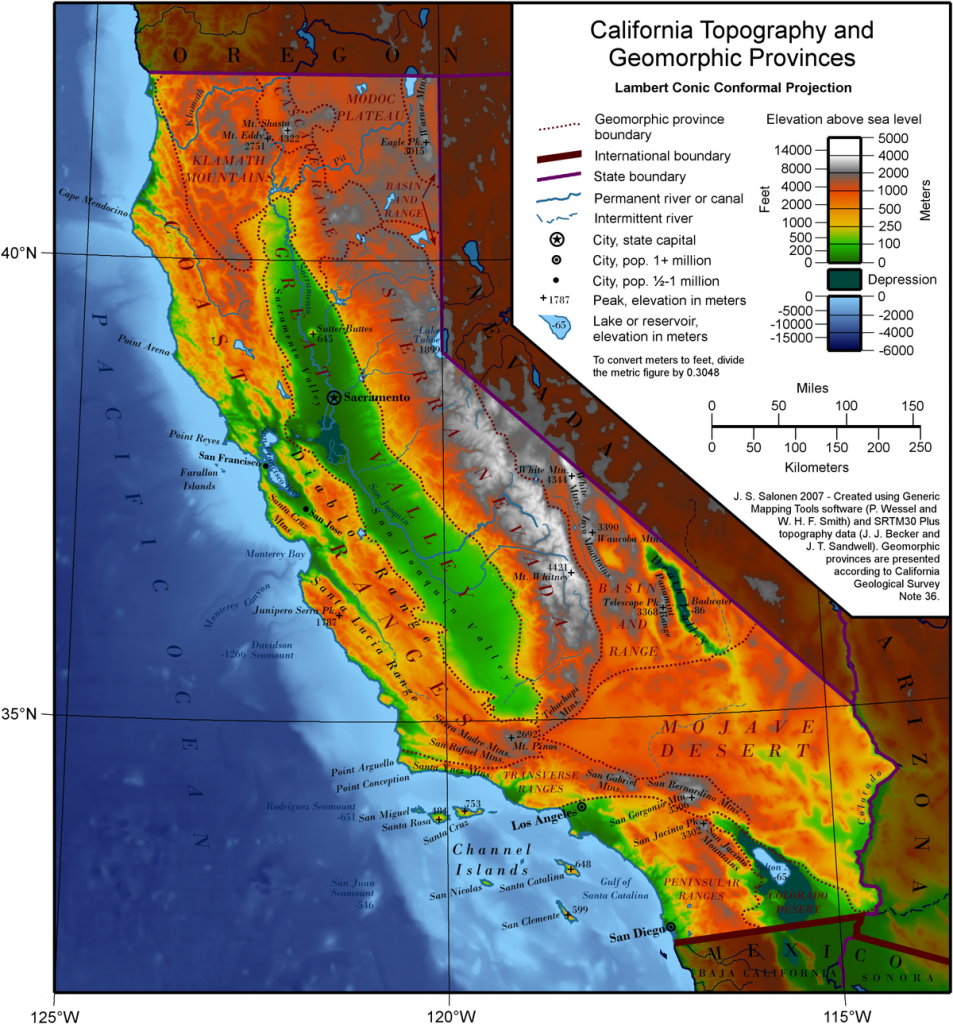 California Elevation Map | Compressportnederland - Baja California Topographic Maps