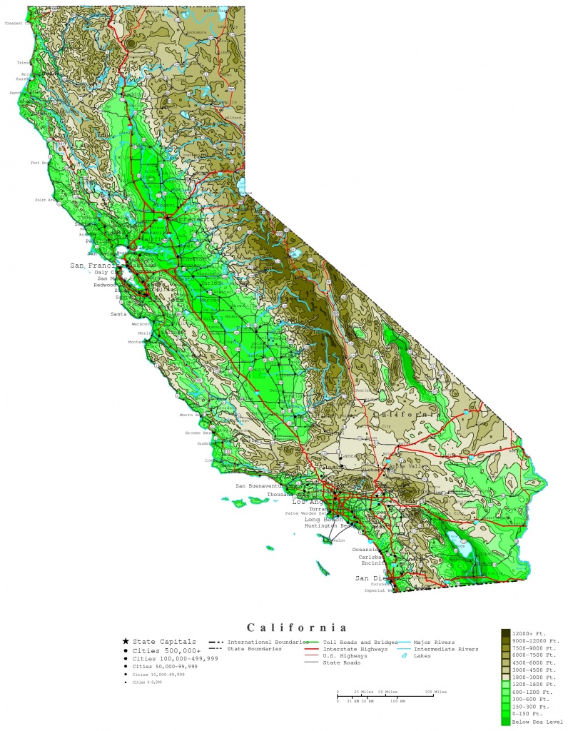 physical map of california