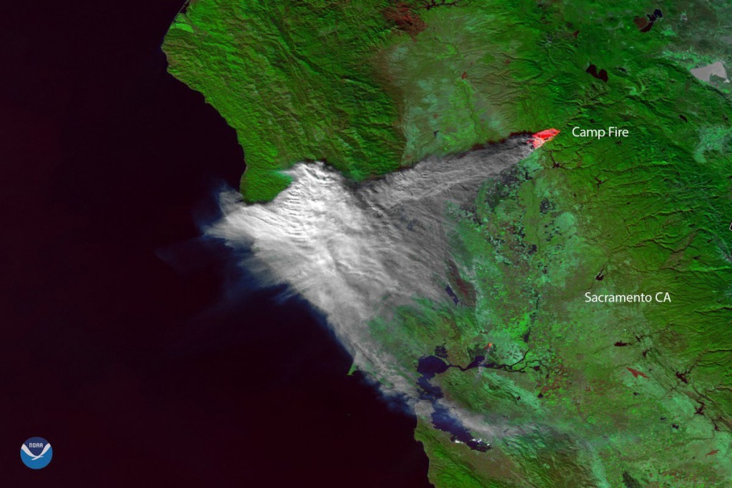 California Fire: Satellite Image Shows Camp Fire Smoke Over Bay Area - Live Satellite Map California