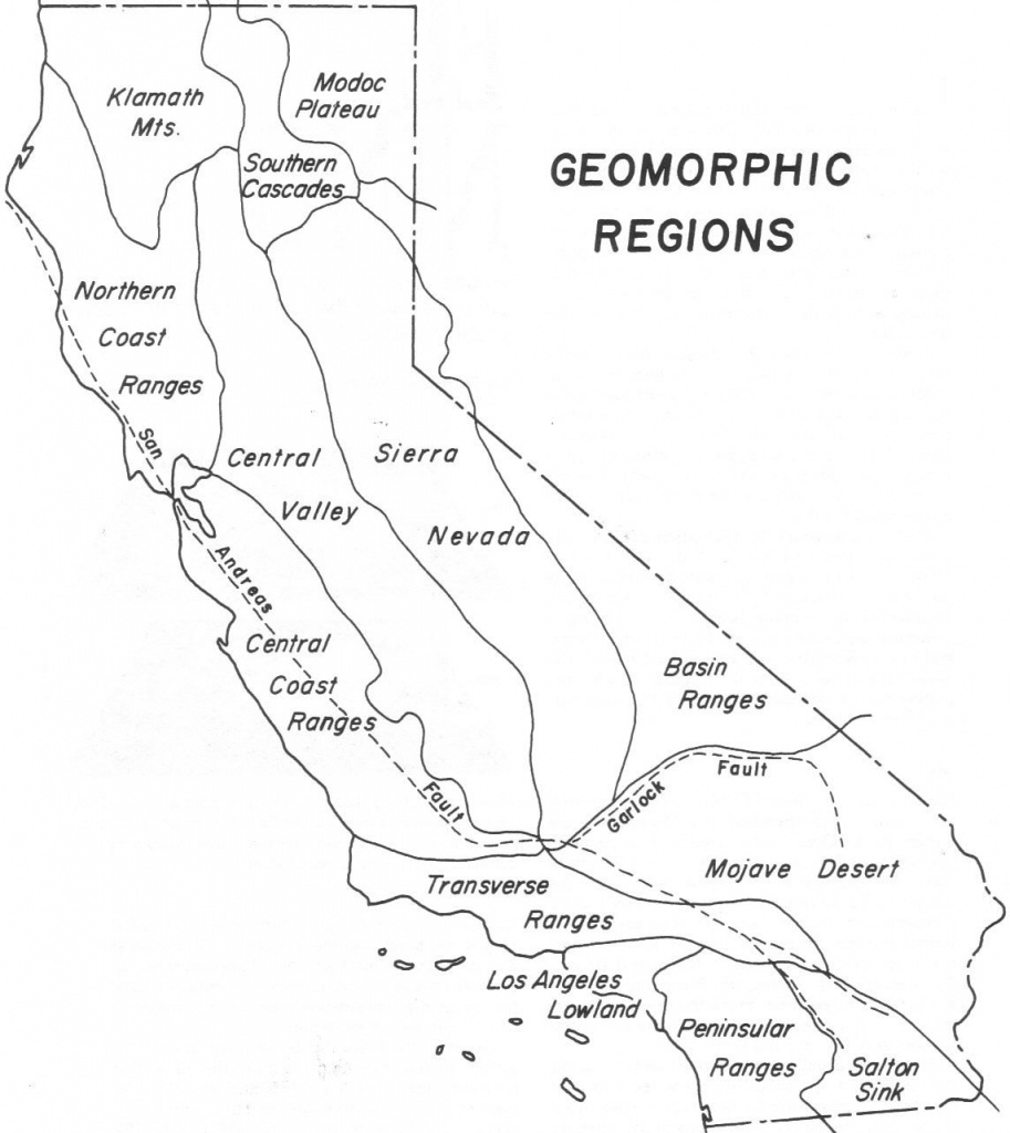 California Geomorphic Regions Map Color Handout Page Map Quiz 1 - California Regions Map Printable