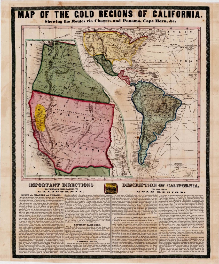 California Gold Rush Broadside - Rare &amp;amp; Antique Maps - California Gold Mines Map