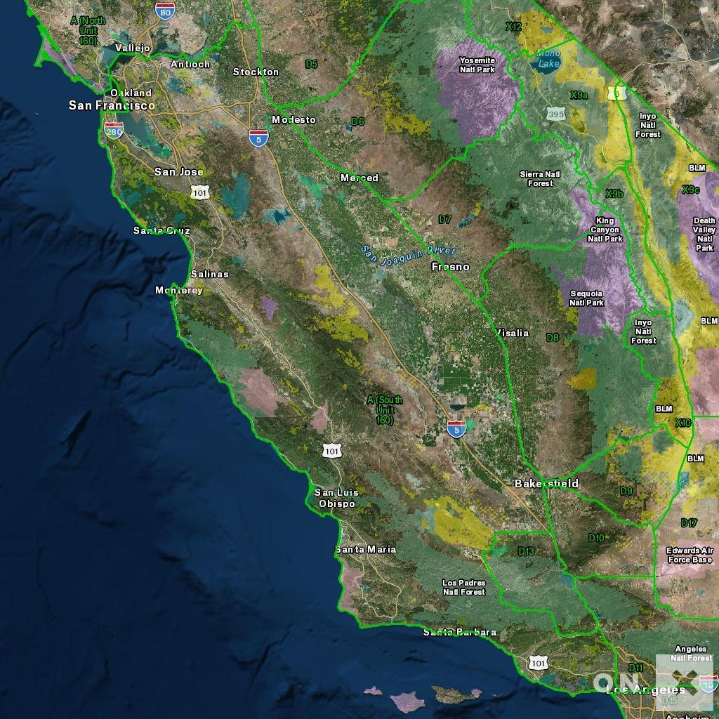 California Hunt Zone A South Unit 160 Deer - California D5 Hunting Zone Map