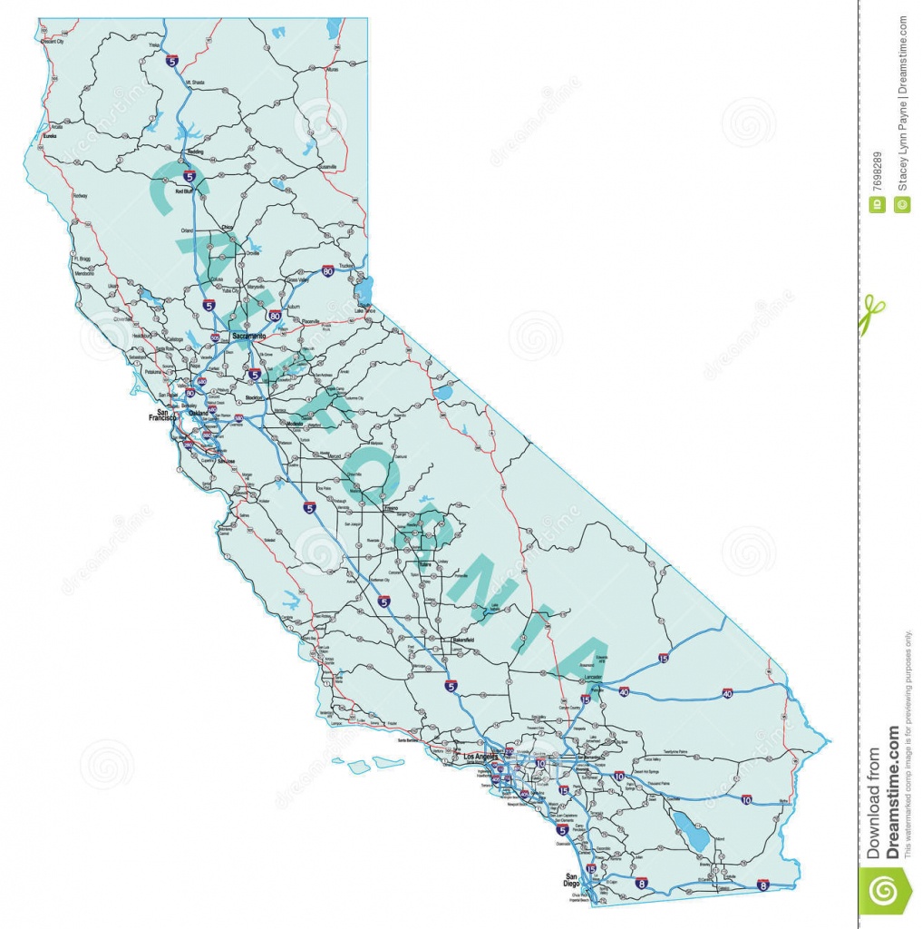 California Interstate Highway Map Stock Vector - Illustration Of - California Highway Map Free