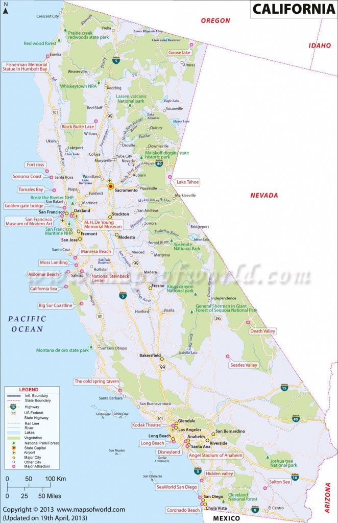 California Map, 3Rd Largest State In The Us Having Area Of 163,696 - Show Map Of California